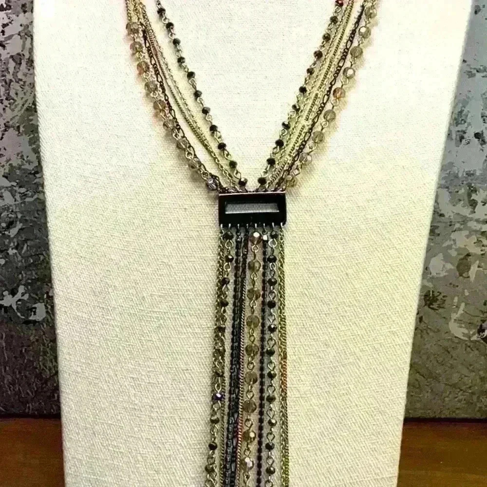Vintage Multi Strand Necklace with AB Aurora Borealis Beads